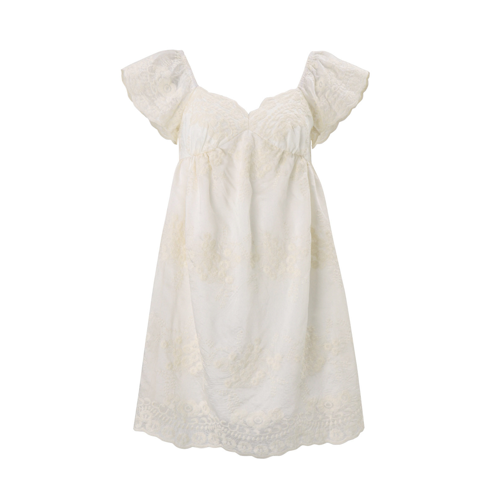 French Vintage Lace Embroidered Dress Loose Fit Puff Sleeves Sweet Aesthetic Summer Fashion for Women Wholesale