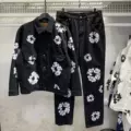 【kapok】black denim set (white floral wreath)