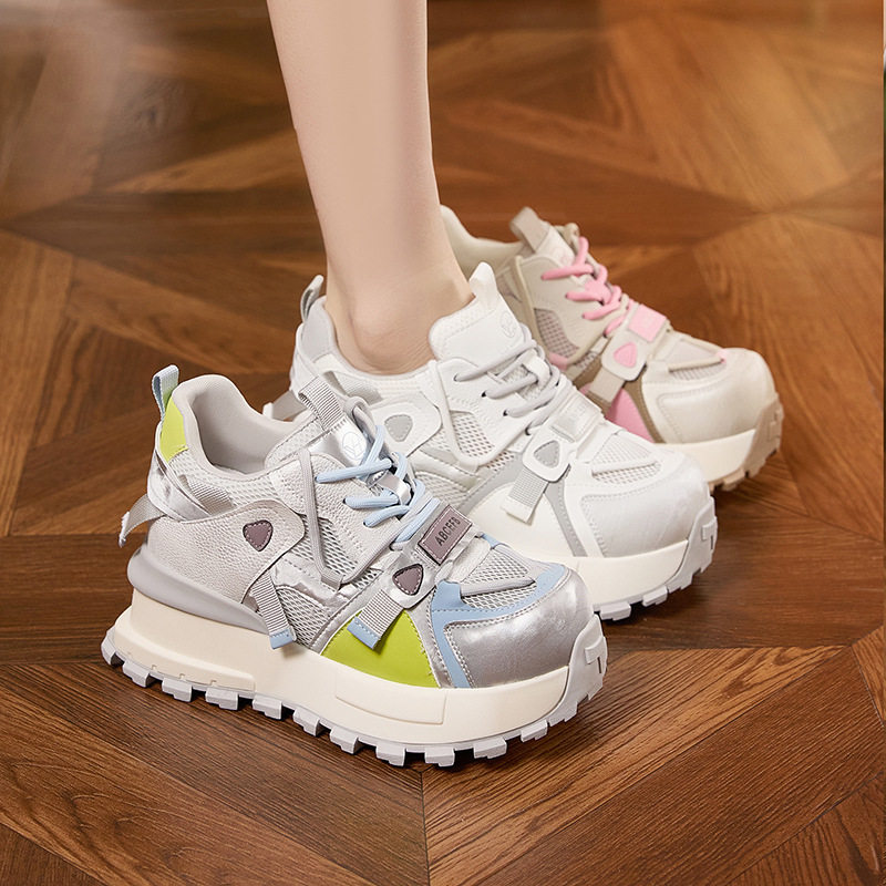 Giày sneaker nữ chạy bộ mesh thoáng khí đế dày Dexun 2026 — Lưới đơn hồng, Lưới đơn xanh, Lưới đơn xám