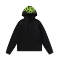 Tops black printed fluorescent green