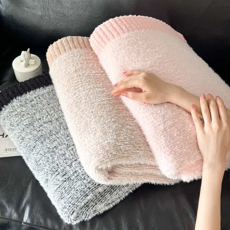 2024 New Class A Cloud Warm Velvet Imitation Sable Composite Blanket Casual Office Knitted Blanket Half Velvet Blanket Blanket