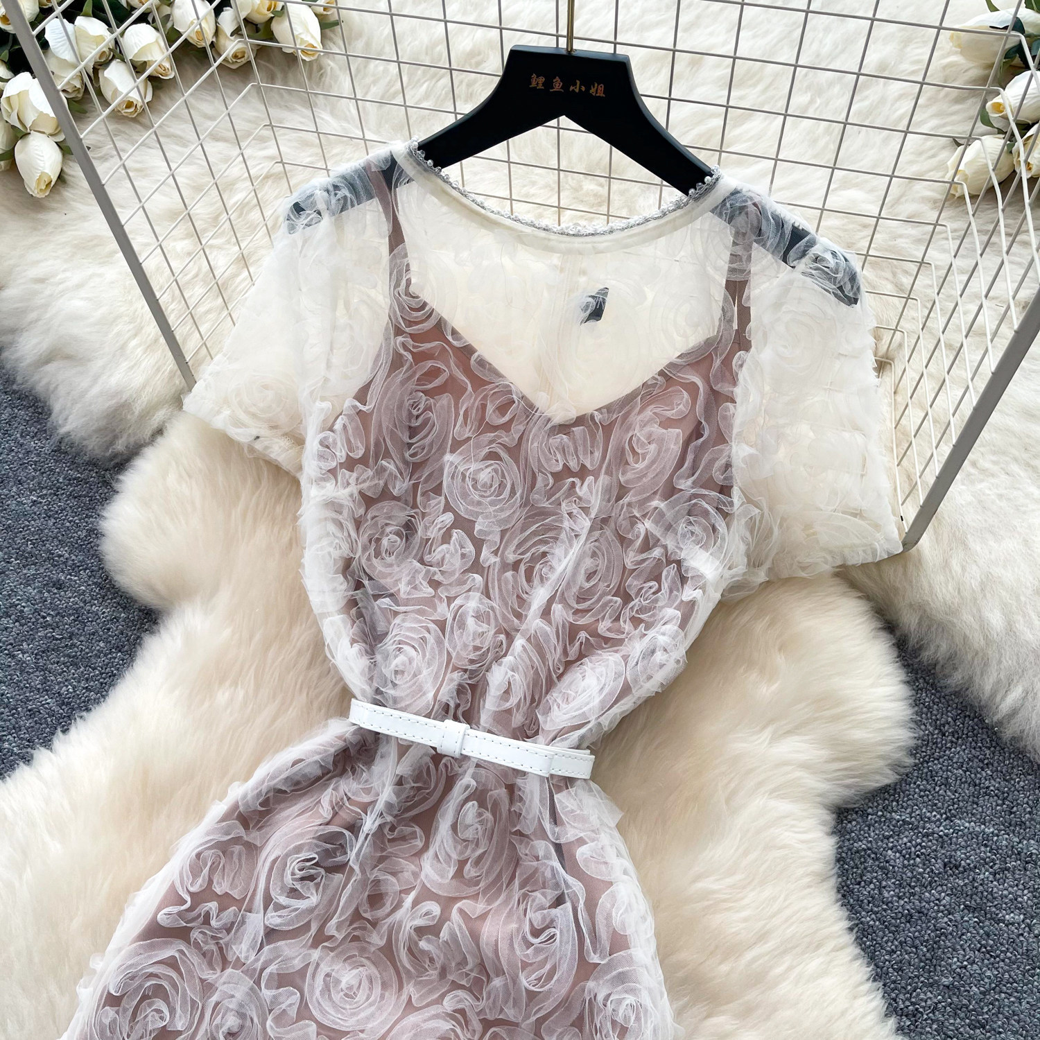 White Lace Cami Dress High Waist Slim Fit Elegant Style Summer Fashion for Women Wholesale Available