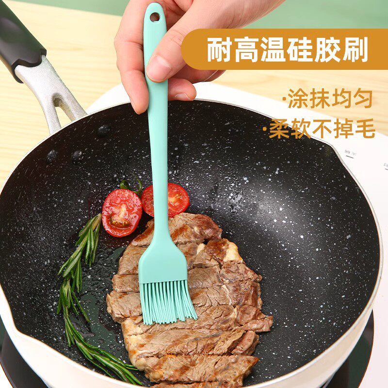 Food Grade High Temperature Resistant Barbecue Brush Silicone Kitchen Pancake Brush Oil Non-Shedding Oil Brush Scraper Mixing Knife Catering