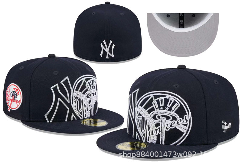 Gorra cerrada, gorra de béisbol de los Yankees, gorra de ala plana bordada para hombres y mujeres, gorra de tamaño de hip-hop americano no ajustable al por mayor
