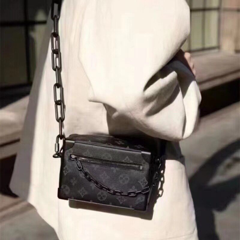 Direct Sales Cross-Border m Lv Men's Bag Women's Bag Genuine Leather Box Bag Chain Bag Black Warrior Three-In-One Messenger Bag Pillow Bag