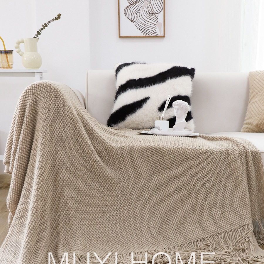 Morandi Knitted Blanket B&B Bedside Towel Blanket Decorative Towel Living Room Nap Blanket Light Luxury Sofa Blanket
