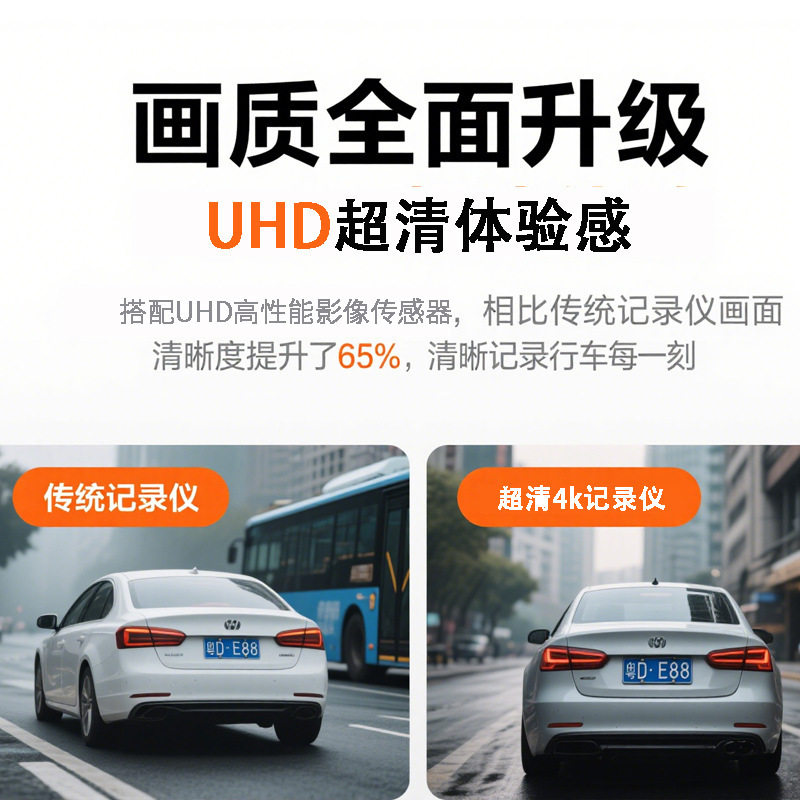 Cross-Border Front High-Definition 4K Rear 1080P Dual Recording Wifi Driving Recorder Parking Monitoring Black Exquisite Dashcam