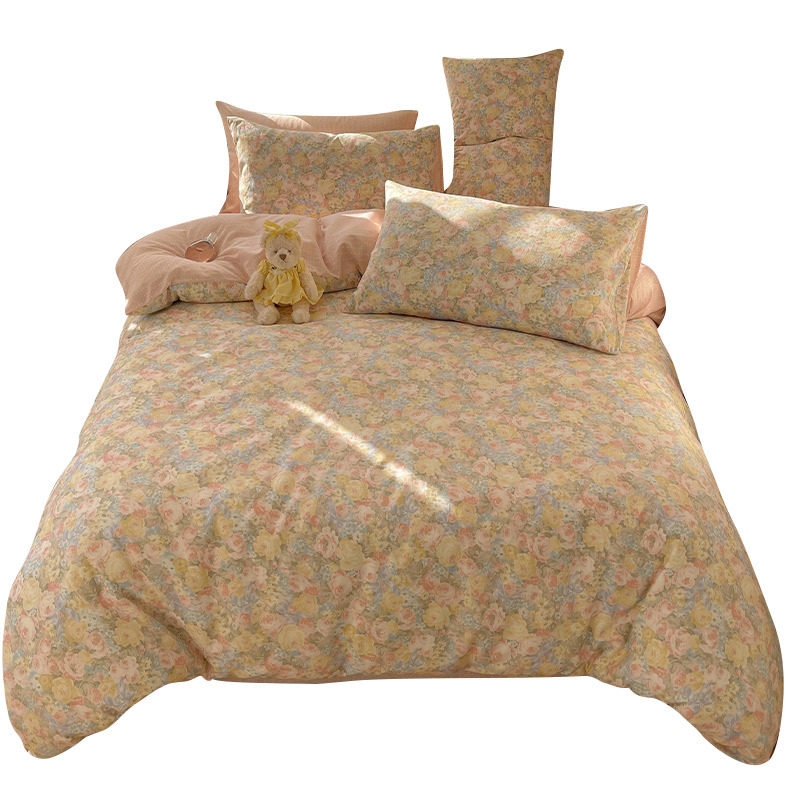 Pure cotton four-piece set small floral cotton three-piece set quilt cover sheets pastoral style student dormitory bedding wholesale