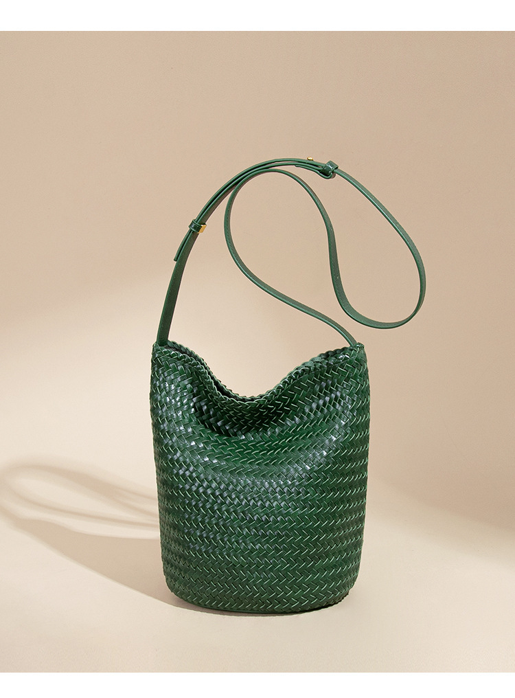Túi xách nữ dáng bucket đan thủ công phong cách tối giản — B2506-1 # sô cô la, B2506–1#đen, B2506–1#màu nâu nhạt, B2506–1#màu vàng chanh