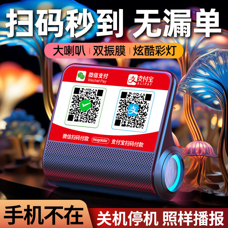 Payment Speaker with Real Voice Prompts, Payment Collection Announcer, High Volume Bluetooth Speaker, Dual-Diaphragm Subwoofer