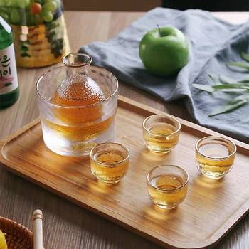 Household Lead-Free Crystal Glass Wine Set Sake Pot Sake Cup Glass Small Wine Cup White Wine Cup Wine Warmer Set