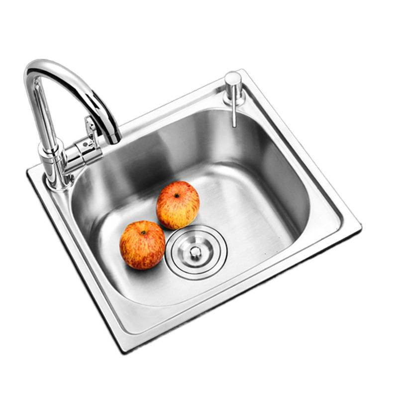 Small Order 304 Stainless Steel Kitchen Sink Dishwashing Sink Integrated Basin Set with Ginger Tea