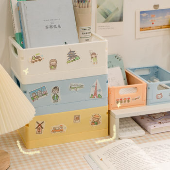Desktop Folding Storage Basket Office Simple Book Snack Toy Storage Basket Dormitory Makeup Storage Box
