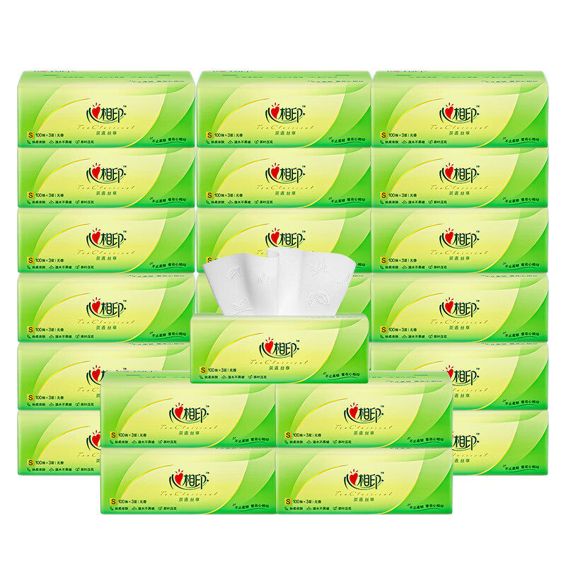 【超值福利】心相印茶语丝享抽纸3层100抽20包家用面巾纸巾餐巾纸,淘宝优惠券,粉丝福利购,淘宝优惠卷