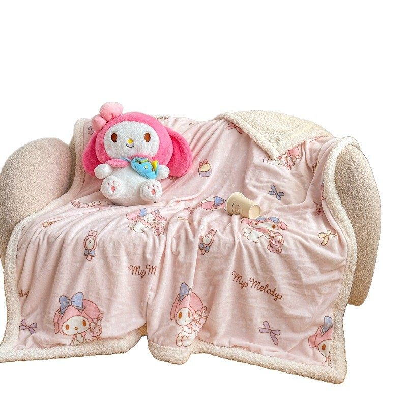 Sanrio Lamb Velvet Blanket Autumn and Winter Thickened Cartoon Warm Shawl Blanket Office Sofa Nap Blanket Gift Wholesale
