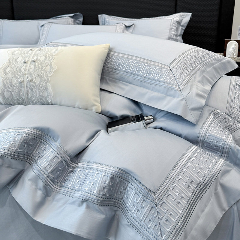 Class a 200g Satin Long-Staple Cotton Four-Piece Set Pure Cotton Bed Bed Sheets Quilt Cover Four-Season Accessible Luxury Nantong Bedding