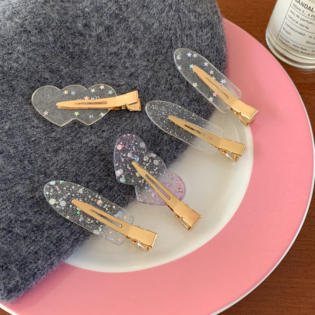 人鱼泡泡 高颜值透明ins风无痕发夹女侧边刘海夹前额化妆夹小卡子