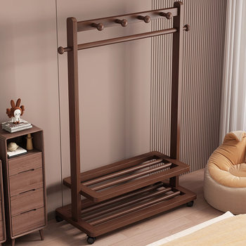 Wholesale Solid Wood Coat Rack, Floor-Standing Bedroom Household Old Bamboo Clothes Hanger, Simple Clothes Drying Rack, Indoor Clothes
