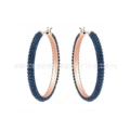 Full diamond rose gold blue diamond earrings