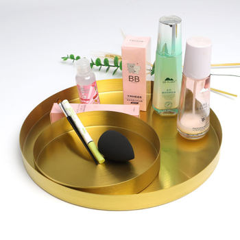 32cm Gold Stainless Steel Tray Metal Round Tea Tray Fruit Tray Jewelry Cosmetics Storage Tray Jewelry Tray