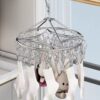Stainless steel round drying rack balcony drying socks artifact windproof thickened drying rack multi-clip underwear underwear clip