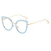European and American Cat-Eye Hollow Glasses Frame Cross-Border Trendy Metal Spring Legs Anti-Blue Light Glasses Can Be Matched with Myopia Glasses Frames