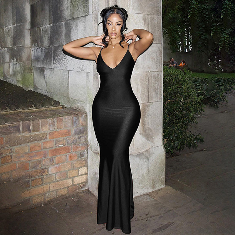 Spring Summer Womens Dress Deep V Neck Backless Slim Fit Sexy Style Perfect for Parties and Casual Outings OEM