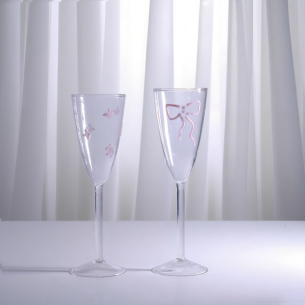 Creative Bow Glass Red Wine Glass Tall Wine Glass Popular Champagne Glass Wine Glass Ins Popular Cocktail