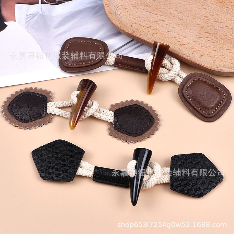 Horn Leather Resin Rope Coat Coat Coat Coat Buttons Clothing Buttons Leather Buttons Corner Buckle