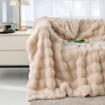 Tuscan Bubble Rabbit Blanket Flannel Four Seasons Nap Sofa Blanket Coral Fleece Casual Air Conditioning Cover Blanket