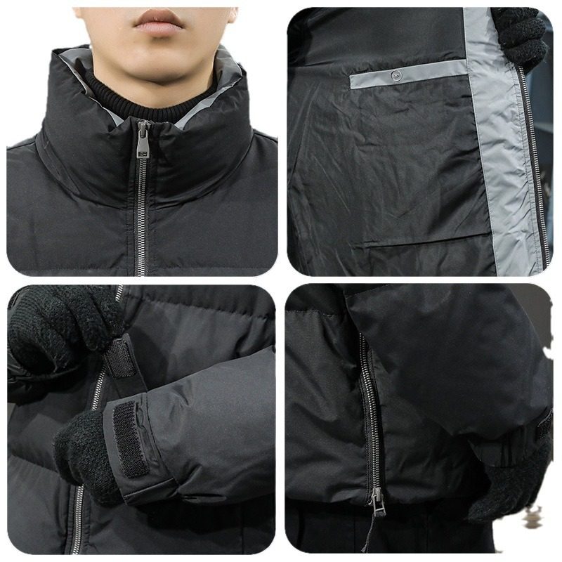 Winter New 90 white duck down men's down jacket short stand collar 2023 high-end fashion brand down jacket warm thick outer