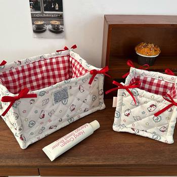 Ins Cute Desktop Storage Basket High Color Value Snacks Sundry Storage Basket Storage Box Cosmetic Skin Care Products Filler Bag