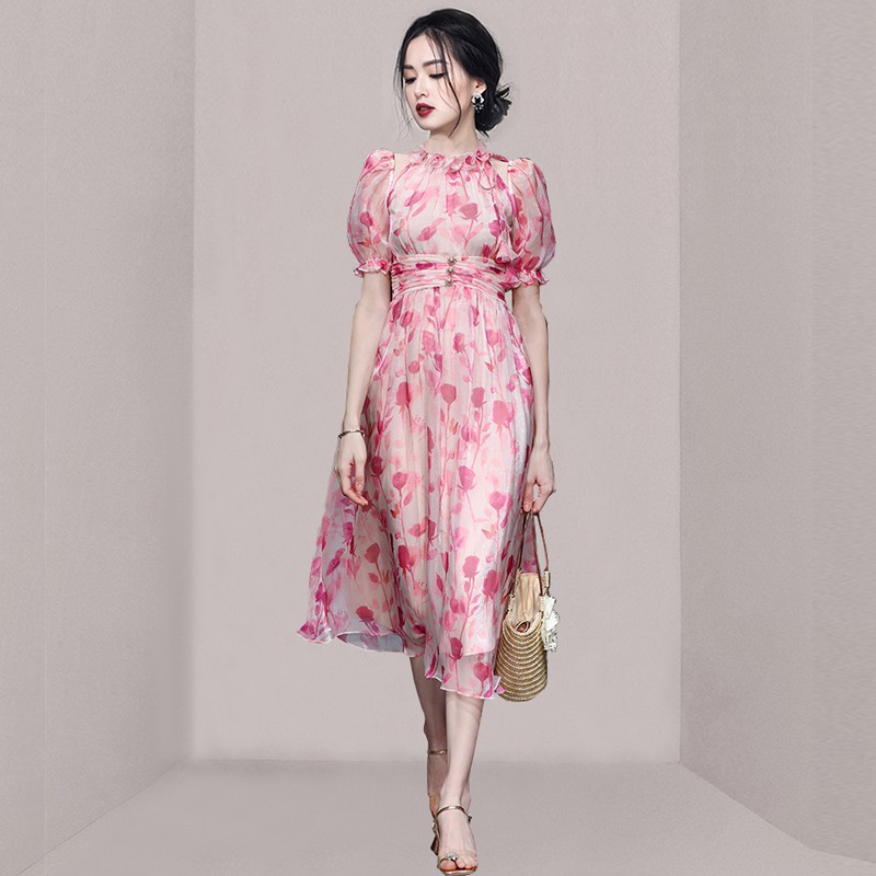 (Mới) Mã T2082 Giá 1050K: Váy Đầm Liền Thân Nữ Juouh Tay Phồng Họa Tiết Hoa Thời Trang Nữ Chất Liệu G03 Sản Phẩm Mới, (Miễn Phí Vận Chuyển Toàn Quốc).
