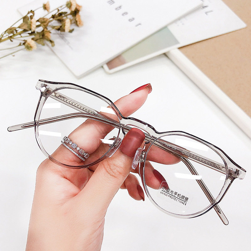 New anti-blue light glasses fashionable all-match tr90 oval frame men's high-grade plate pin glasses frame women