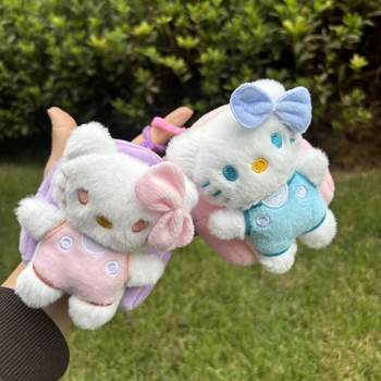 Full Body Cartoon Cat Plush Coin Purse, Cute School Bag Shape, Portable Headphone Bag, Carry-On Mini Bag