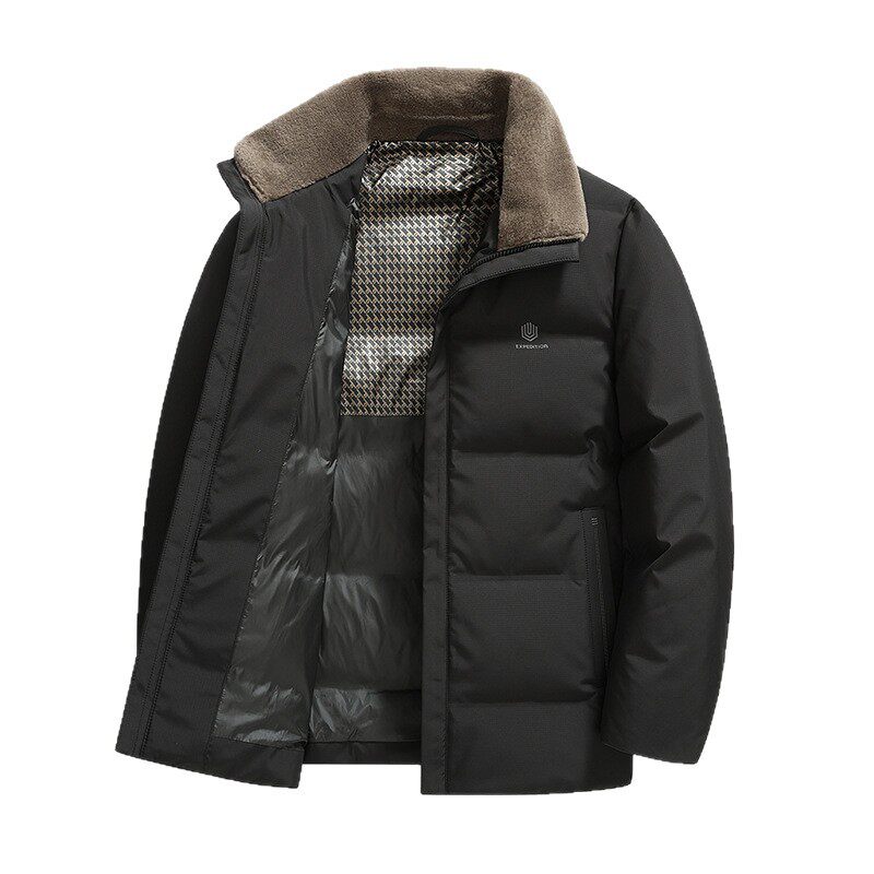 Men's Short down Jacket for Middle-Aged and Elderly, Business Casual Wool Lapel Coat, Dad's Wear, Men's 2025 Winter New Model