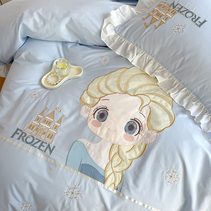 Factory direct sales of Princess Dishnike Aisha cotton washed cotton four-piece Children's cotton bedding 4
