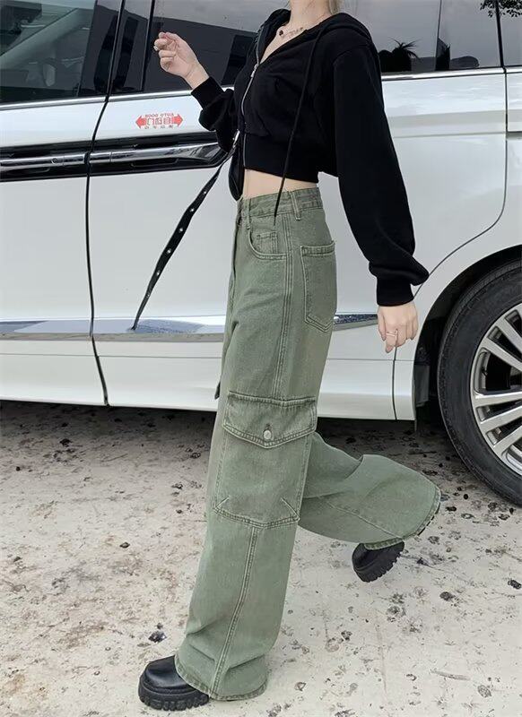 High Waisted Wide Leg Denim Trousers for Women Plus Size Loose Fit Flattering Design Casual Spring and Autumn Wear
