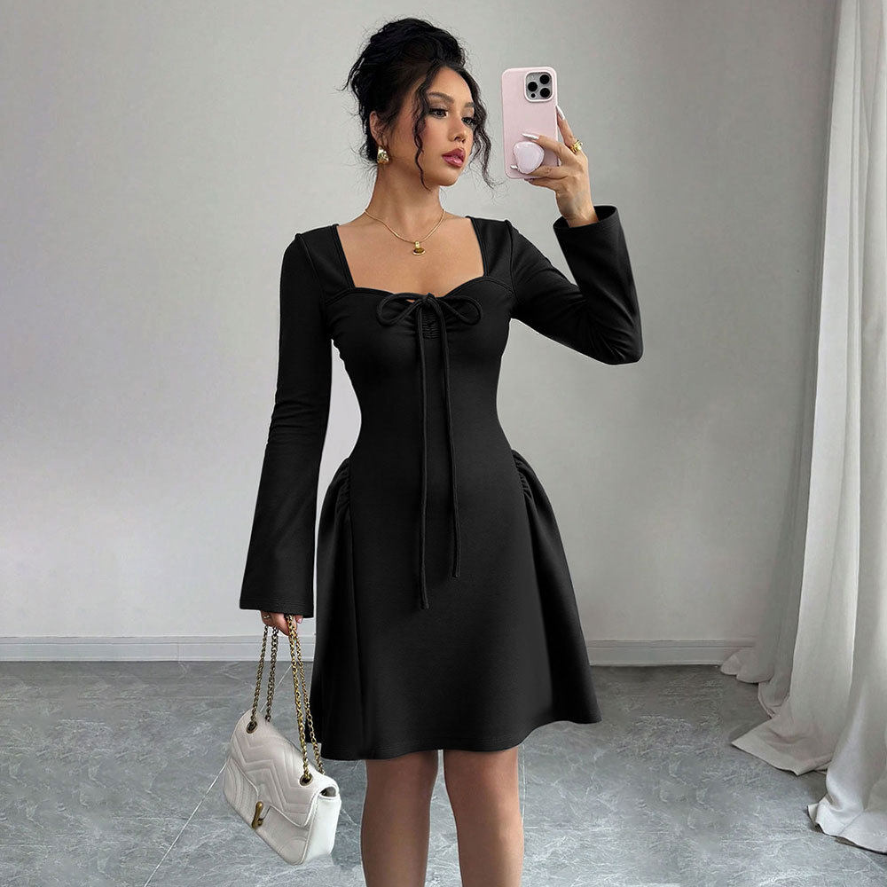Elegant U Neck Long Sleeve Bodycon Dress Spring Summer Collection Perfect for Parties and Events Wholesale Available