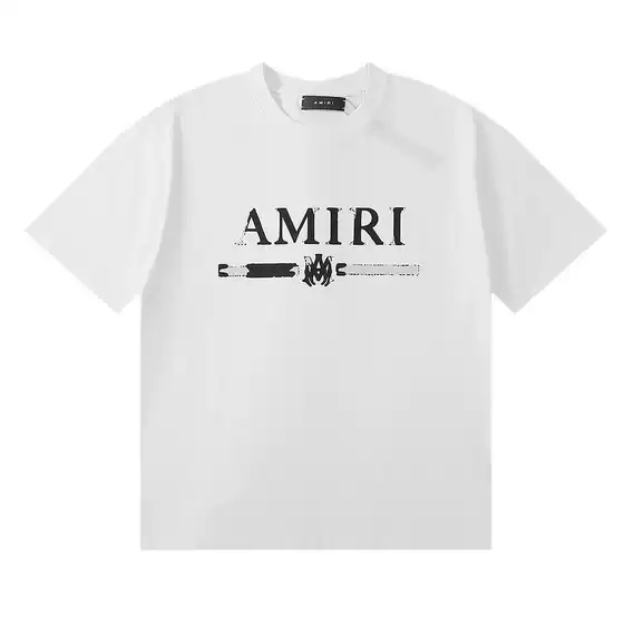 Amiri Short-sleeved T-shirt Heavy Summer Loose Men's and Women's High Street Light Luxury American Fashion Brand VTG Couple Half-sleeved
