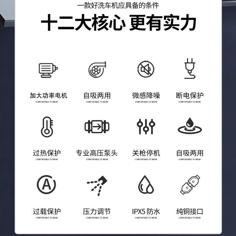 Black Cat High Pressure Car Washing Machine Household 220V High Power Car Washing Artifact Portable Car Brush Pump High Pressure Cleaning Machine