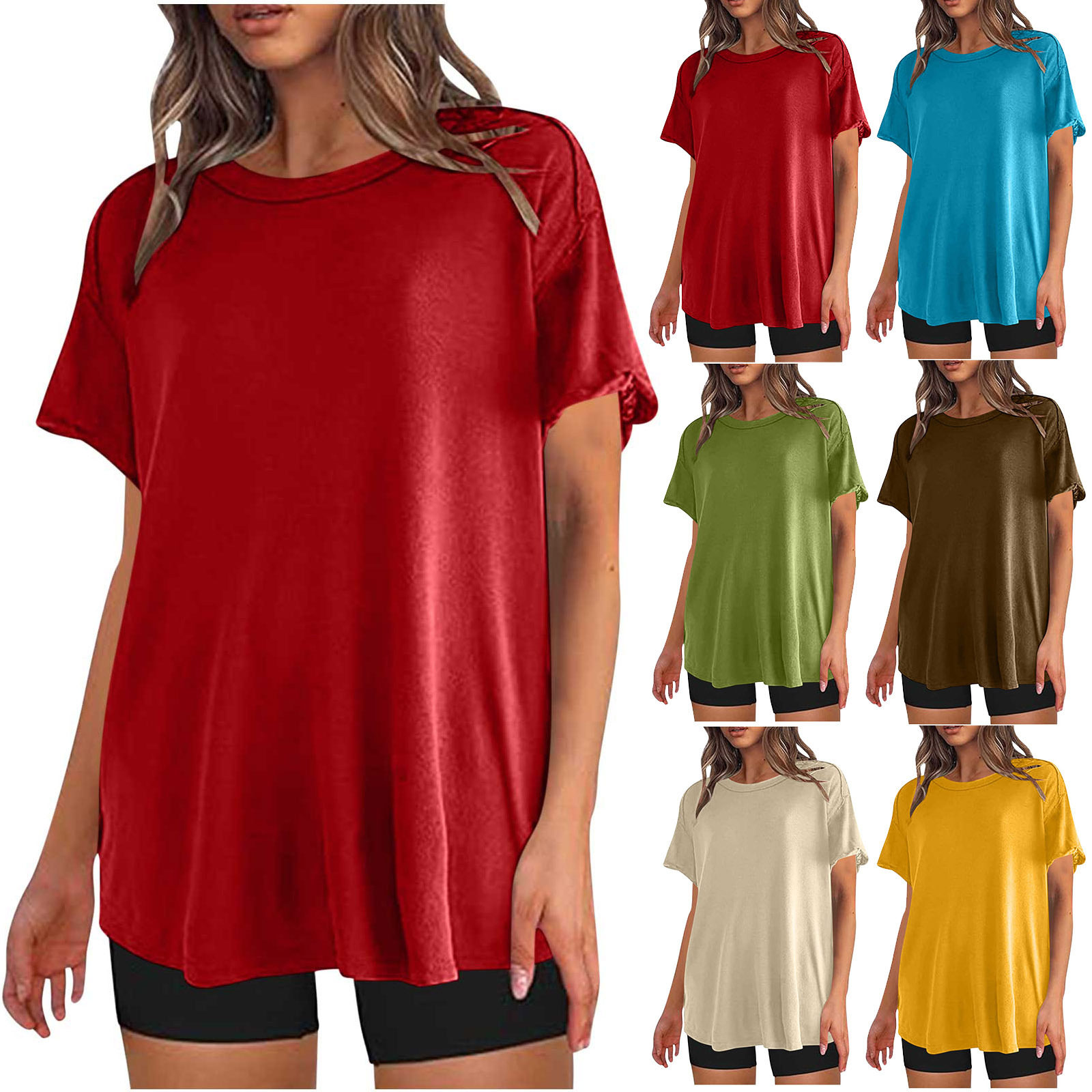 Mens Casual Short Sleeve T Shirt Solid Color Round Neck Loose Fit Plus Size Summer Activewear Wholesale Available
