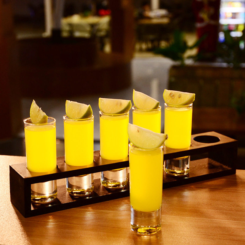 Cup Holder Wooden Bullet Cup Liquor Cup Swallow Cup b52 Cocktail Spirits Cup One-Piece Cup Set ktv Wine Cup Holder