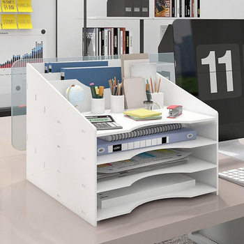 File Rack Desktop Storage Rack Office Supplies Folder A4 Double Clip Folder File Column Paper Cutting Storage Box