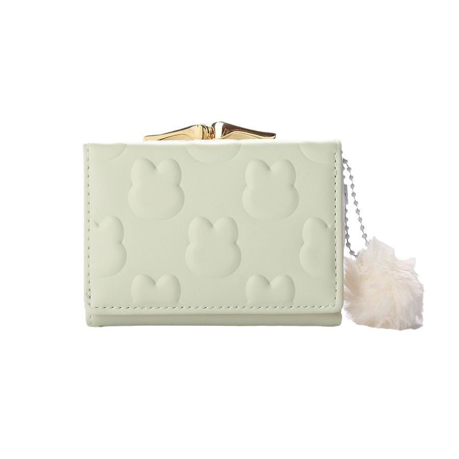 Short Wallet Cross-border Simple New Style Coin Purse Women's Small Fur Ball Coin Purse Multifunctional Clip Simple Leather