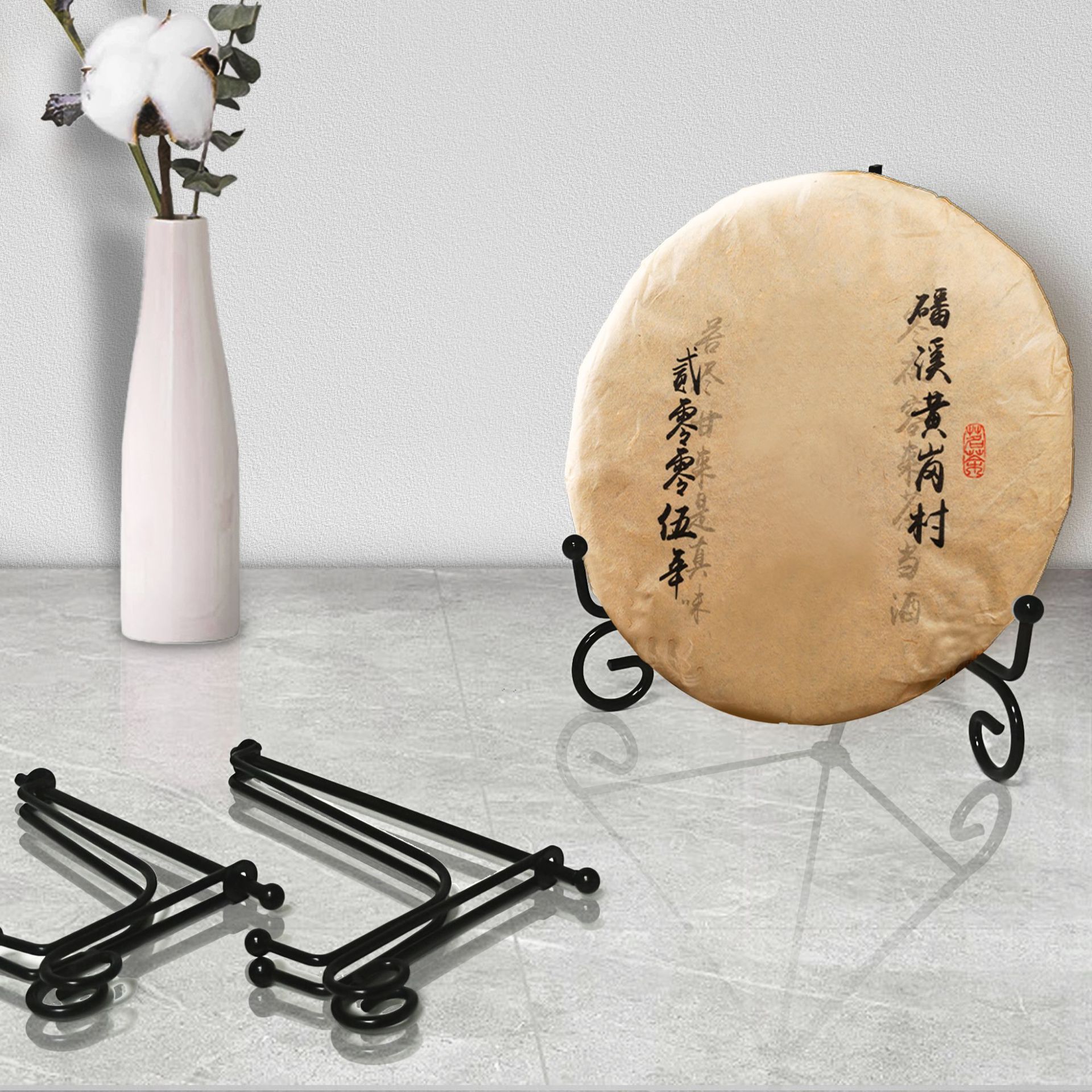 Foldable Iron Art Stand for Displaying Dishes, Tea Cakes, Clocks, and Plates; Kitchen Tabletop Storage Rack