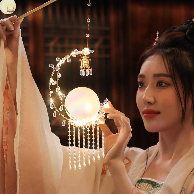 2025 New Mid-Autumn Festival Lanterns Glowing Ancient Style Lanterns Children's Parent-Kids Handmade DIY Night Market Stall Wholesale