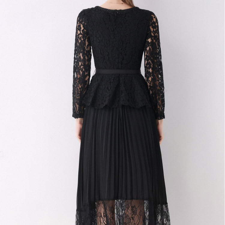 Elegant A Line Dress High End Design Diamond Studded Buttons Square Neck Pleated Long Skirt Autumn Winter Fashion
