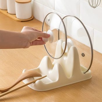 Light Luxury Double-Layer Pot Cover Chopping Board Rack Kitchen Countertop Transparent Spatula Spoon Draining Rack Chopping Board Storage Rack Placer