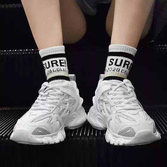 Spring and Autumn Popular Dad Shoes Trendy Mesh Couple Versatile High Street Men's Shoes Thick-Soled Height-Increasing Casual Sports Shoes